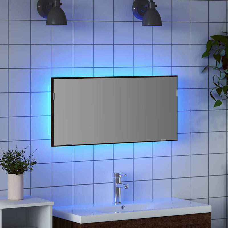 vidaXL Fürdőszobai tükör tükörrel barna tölgy 80 x 8.5 x 37 cm Faanyag