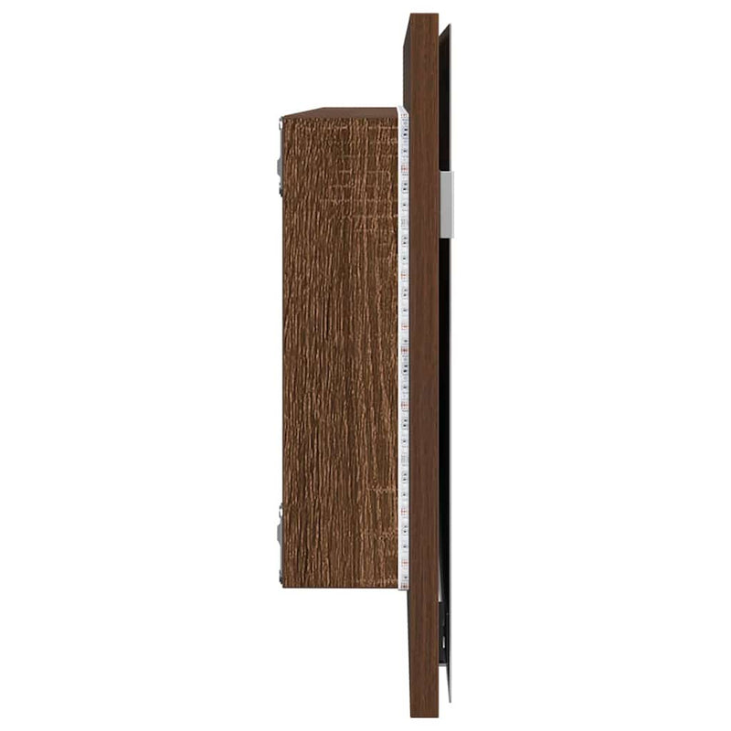 vidaXL Fürdőszobai tükör tükörrel barna tölgy 80 x 8.5 x 37 cm Faanyag