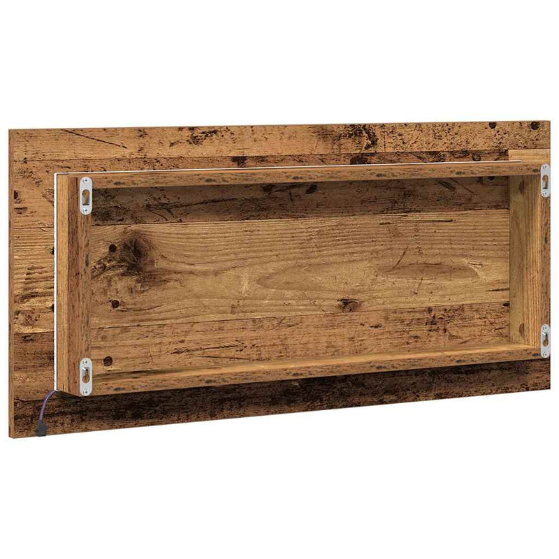 vidaXL Fürdőszobai tükör tükörrel Régi fa 80 x 8.5 x 37 cm Faanyag