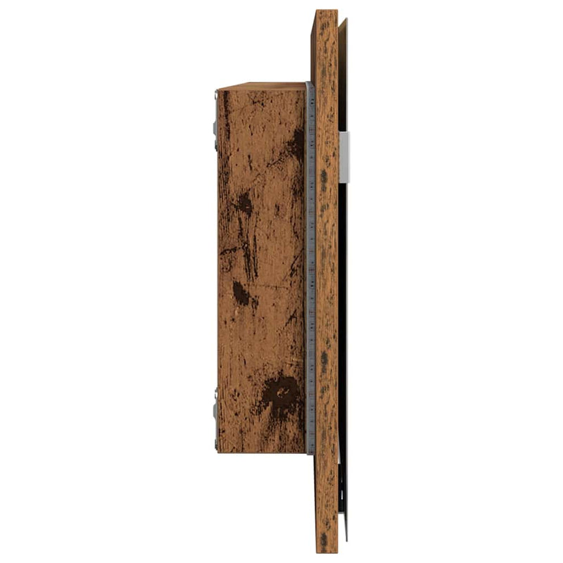 vidaXL Fürdőszobai tükör tükörrel Régi fa 80 x 8.5 x 37 cm Faanyag