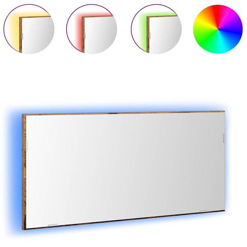vidaXL Fürdőszobai tükör tükörrel Régi fa 80 x 8.5 x 37 cm Faanyag
