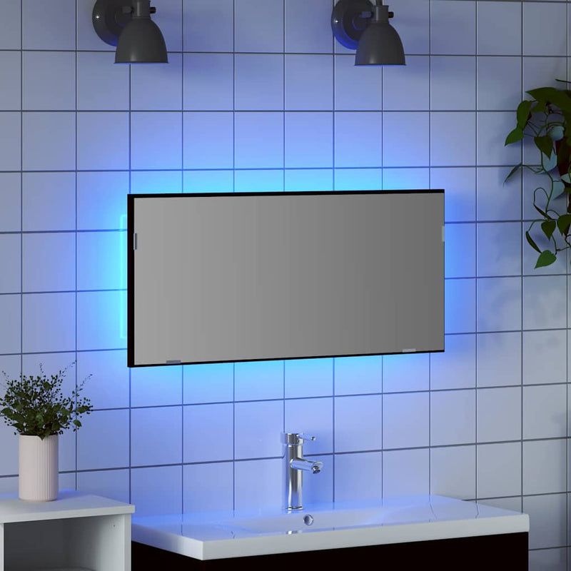 vidaXL Fürdőszobai tükör tükörrel Musta tammi 80 x 8.5 x 37 cm Faanyag