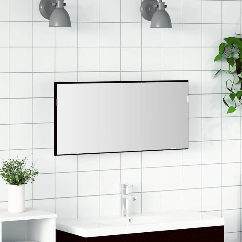 vidaXL Fürdőszobai tükör tükörrel Musta tammi 80 x 8.5 x 37 cm Faanyag
