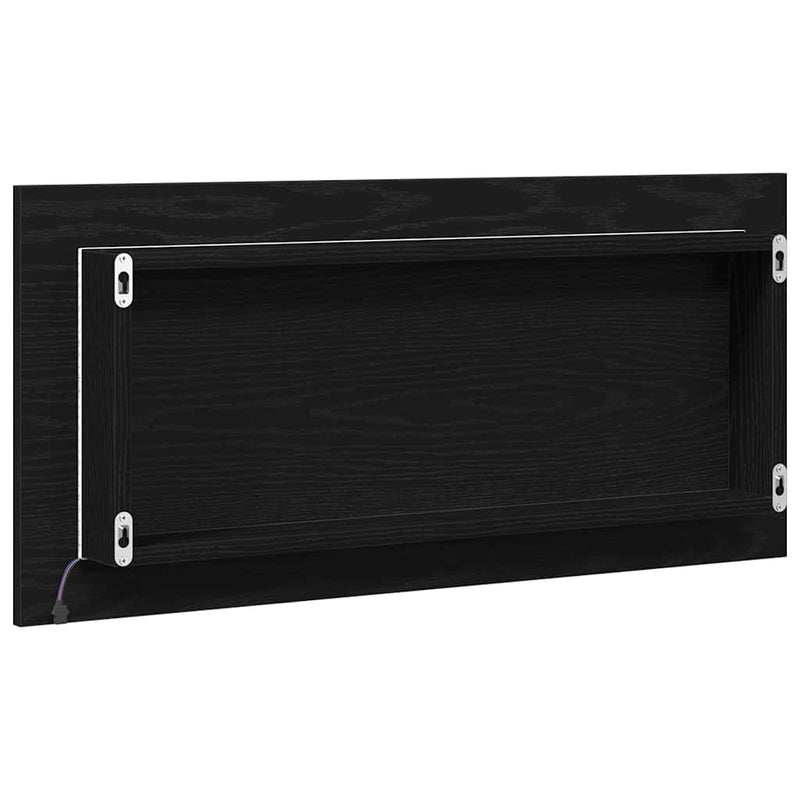vidaXL Fürdőszobai tükör tükörrel Musta tammi 80 x 8.5 x 37 cm Faanyag