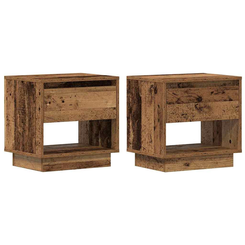 vidaXL Éjjeliszekrény fiókkal 2 pcs Régi fa 45 x 34 x 44 cm Faanyag
