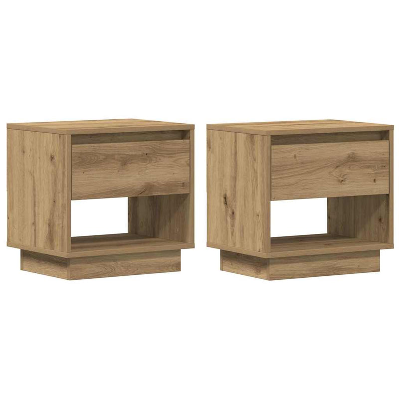 vidaXL Éjjeliszekrény 2 pcs kézműves tölgy 45 x 34 x 44 cm Faanyag