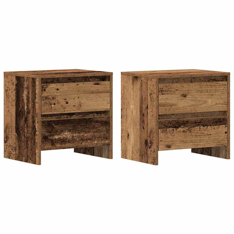 vidaXL Éjjeliszekrény fiókkal 2 pcs Régi fa 45 x 34 x 44.5 cm Faanyag