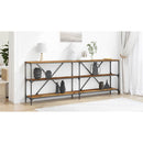 vidaXL Konzolasztal polcokkal Öreg fa 200 x 30 x 75 cm Faanyag