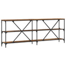 vidaXL Konzolasztal polcokkal Barna 200 x 30 x 75 cm Faanyag