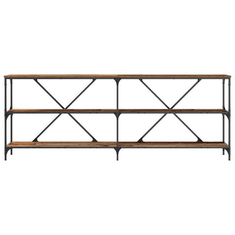 vidaXL Konzolasztal polcokkal Egyéb tárolóval Öreg fa 180 x 30 x 75 cm