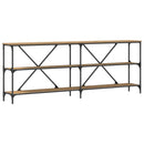 vidaXL Konzolasztal polcokkal Barna 200 x 30 x 75 cm Faanyag