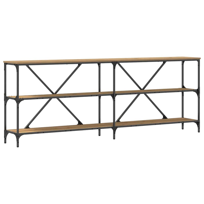 vidaXL Konzolasztal polcokkal Barna 200 x 30 x 75 cm Faanyag