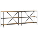 vidaXL Konzolasztal polcokkal Barna 200 x 30 x 75 cm Faanyag