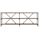 vidaXL Konzolasztal polcokkal Barna 200 x 30 x 75 cm Faanyag