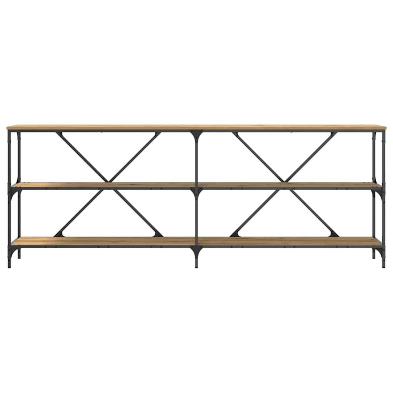 vidaXL Konzolasztal polcokkal Barna 200 x 30 x 75 cm Faanyag