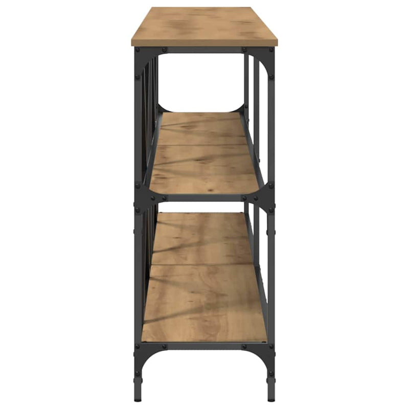 vidaXL Konzolasztal polcokkal Barna 200 x 30 x 75 cm Faanyag