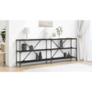vidaXL Konzolasztal polcokkal Fekete tölgy 200 x 30 x 75 cm Faanyag