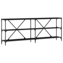 vidaXL Konzolasztal polcokkal Fekete 200 x 30 x 75 cm Faanyag