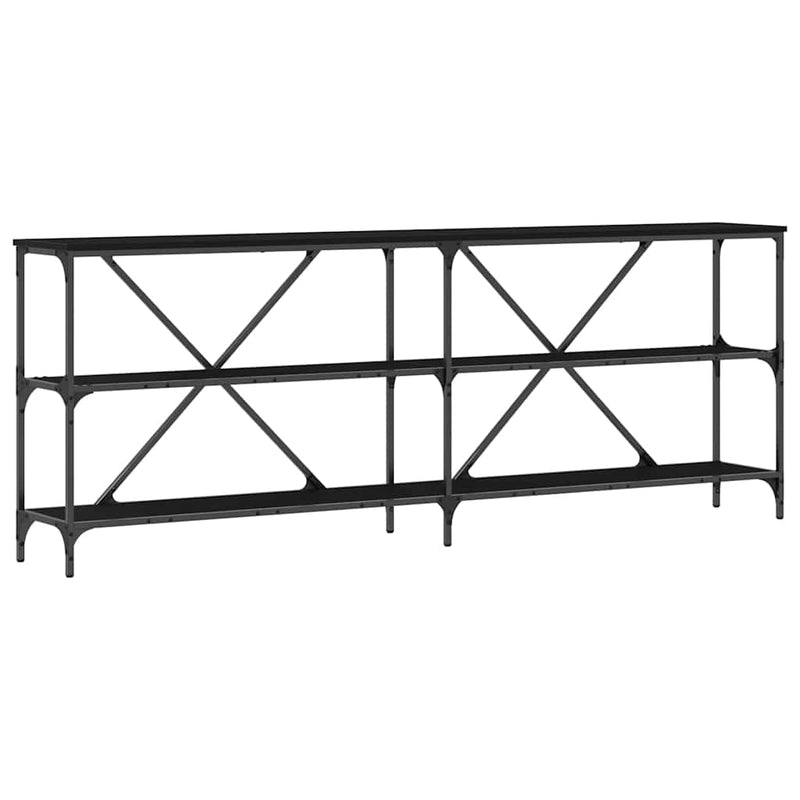 vidaXL Konzolasztal polcokkal Egyéb Musta tammi 180 x 30 x 75 cm