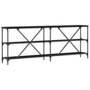 vidaXL Konzolasztal polcokkal Fekete tölgy 200 x 30 x 75 cm Faanyag