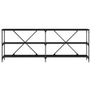 vidaXL Konzolasztal polcokkal Fekete 200 x 30 x 75 cm Faanyag