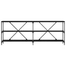 vidaXL Konzolasztal polcokkal Fekete tölgy 200 x 30 x 75 cm Faanyag