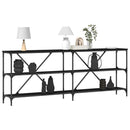 vidaXL Konzolasztal polcokkal Fekete tölgy 200 x 30 x 75 cm Faanyag