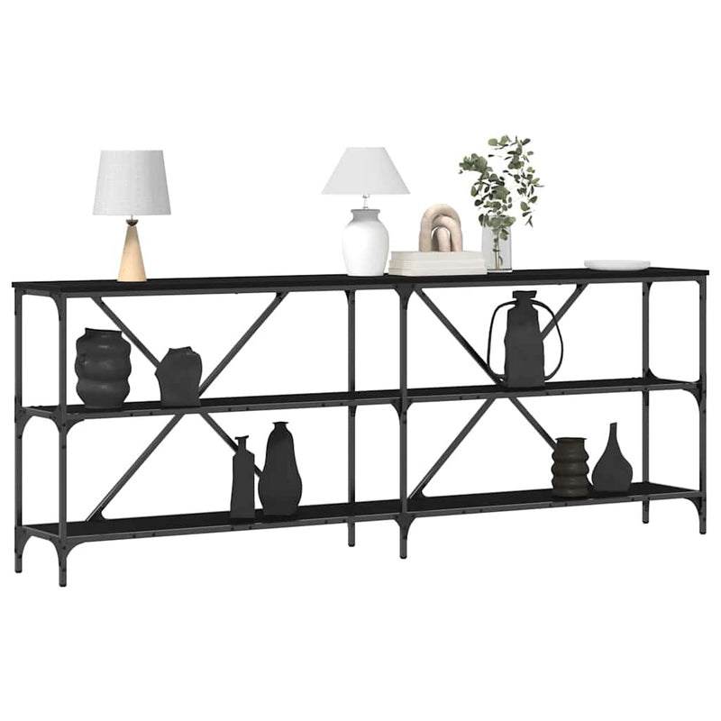 vidaXL Konzolasztal polcokkal Egyéb Musta tammi 180 x 30 x 75 cm