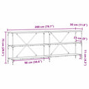 vidaXL Konzolasztal polcokkal Fekete 200 x 30 x 75 cm Faanyag