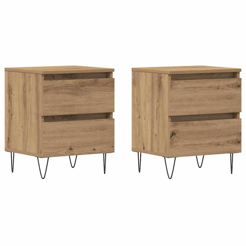 vidaXL Éjjeliszekrény 2 pcs kézműves tölgy 40 x 35 x 50 cm Faanyag