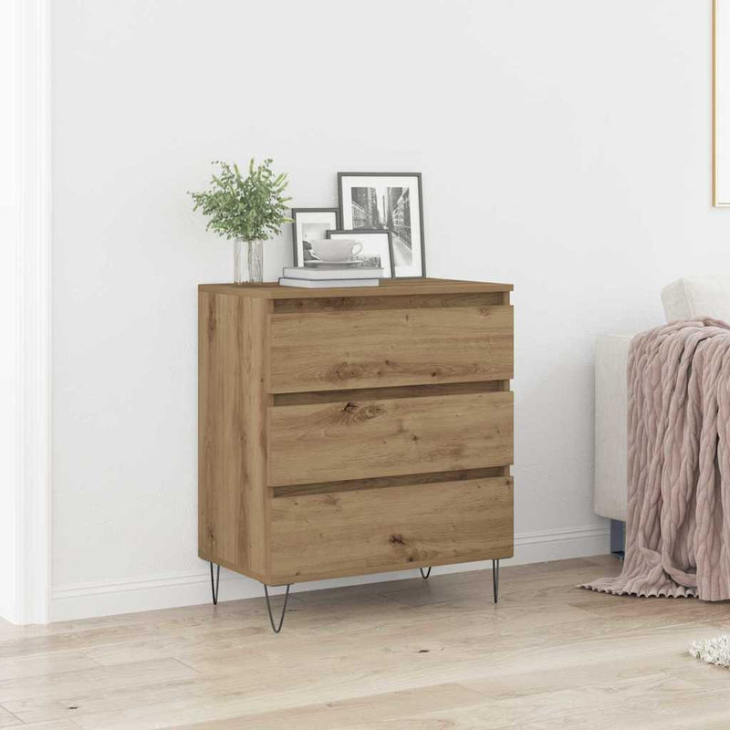 vidaXL Széf fiókkal kézműves tölgy 60 x 35 x 70 cm Faanyag