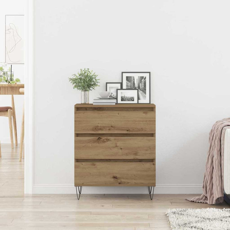 vidaXL Széf fiókkal kézműves tölgy 60 x 35 x 70 cm Faanyag