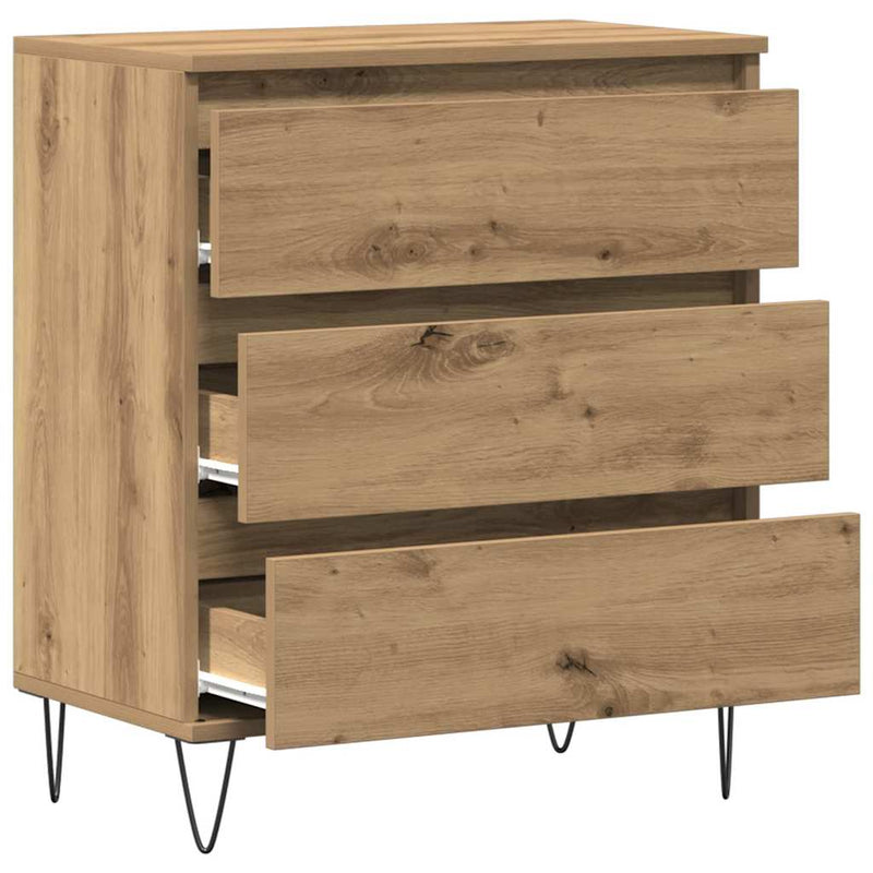 vidaXL Széf fiókkal kézműves tölgy 60 x 35 x 70 cm Faanyag