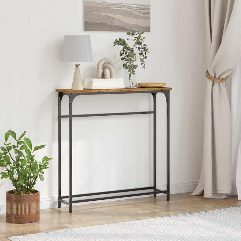 vidaXL Konzolasztal Öreg fa 75 x 19.5 x 75 cm Műgyantás fa és fém