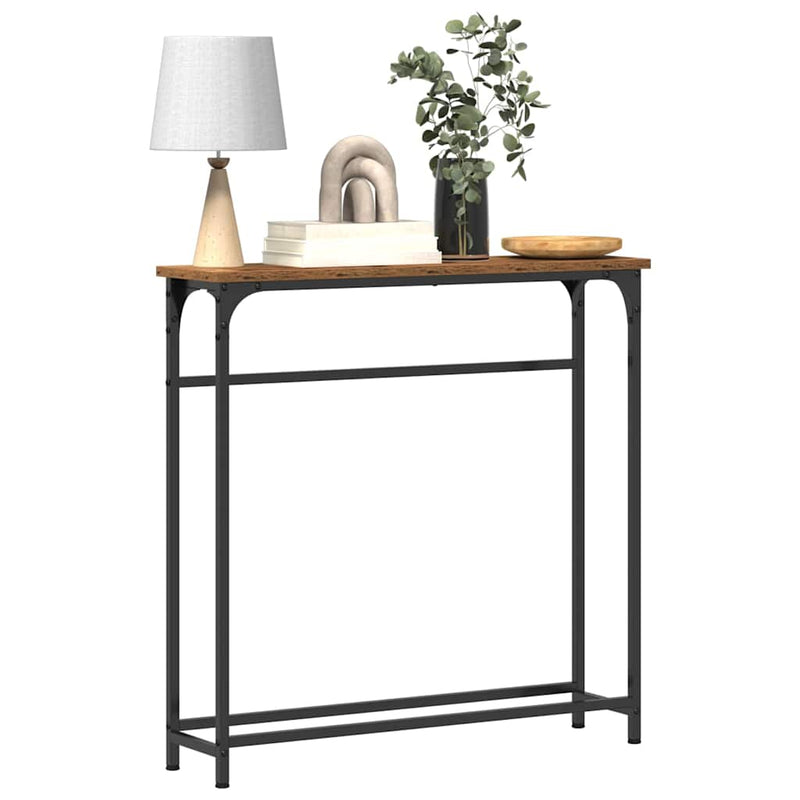 vidaXL Konzolasztal Öreg fa 75 x 19.5 x 75 cm Műgyantás fa és fém