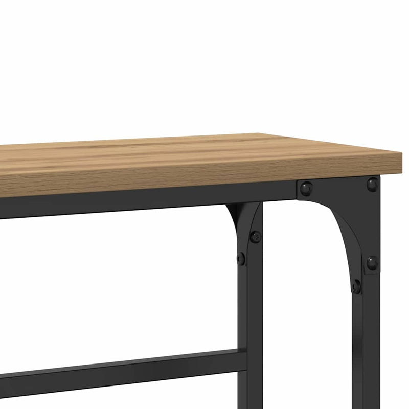 vidaXL Konzolasztal polcokkal kézműves tölgy 75 x 19.5 x 75 cm
