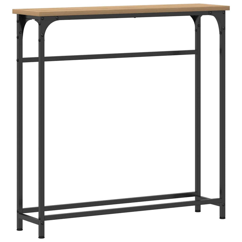 vidaXL Konzolasztal polcokkal kézműves tölgy 75 x 19.5 x 75 cm