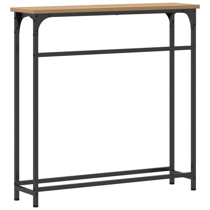 vidaXL Konzolasztal polcokkal kézműves tölgy 75 x 19.5 x 75 cm