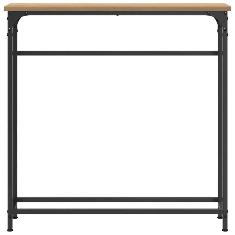 vidaXL Konzolasztal polcokkal kézműves tölgy 75 x 19.5 x 75 cm