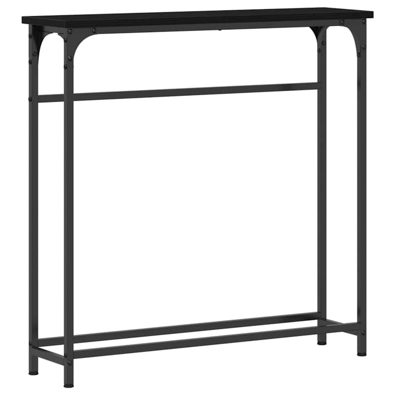vidaXL Konzolasztal Musta tammi 75 x 19.5 x 75 cm Műgyantás fa és fém