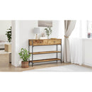 vidaXL Konzolasztal fiókkal polcokkal Öreg fa 100 x 25 x 75 cm Faanyag