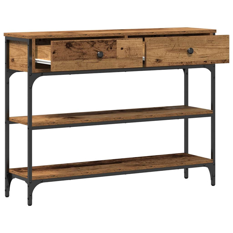 vidaXL Konzolasztal Régi fa 100 x 25 x 75 cm Műgyantás fa és fém