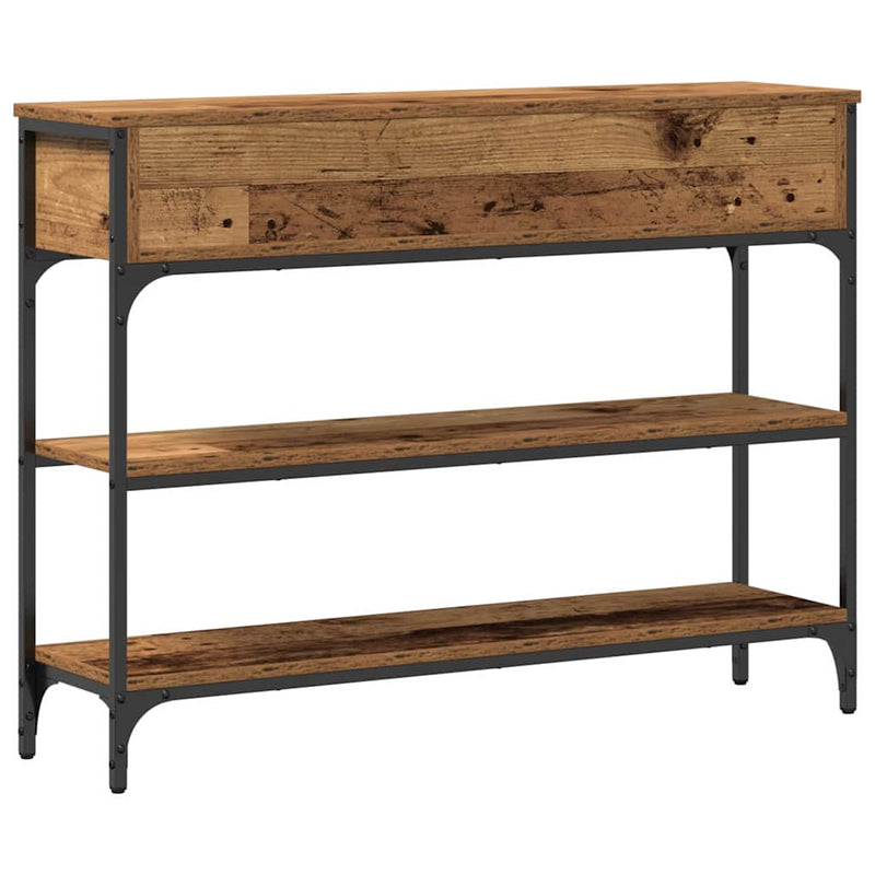vidaXL Konzolasztal Régi fa 100 x 25 x 75 cm Műgyantás fa és fém
