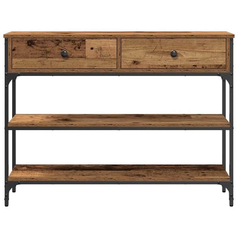 vidaXL Konzolasztal Régi fa 100 x 25 x 75 cm Műgyantás fa és fém