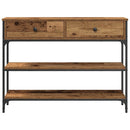 vidaXL Konzolasztal fiókkal polcokkal Öreg fa 100 x 25 x 75 cm Faanyag