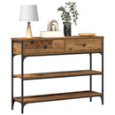vidaXL Konzolasztal fiókkal polcokkal Öreg fa 100 x 25 x 75 cm Faanyag