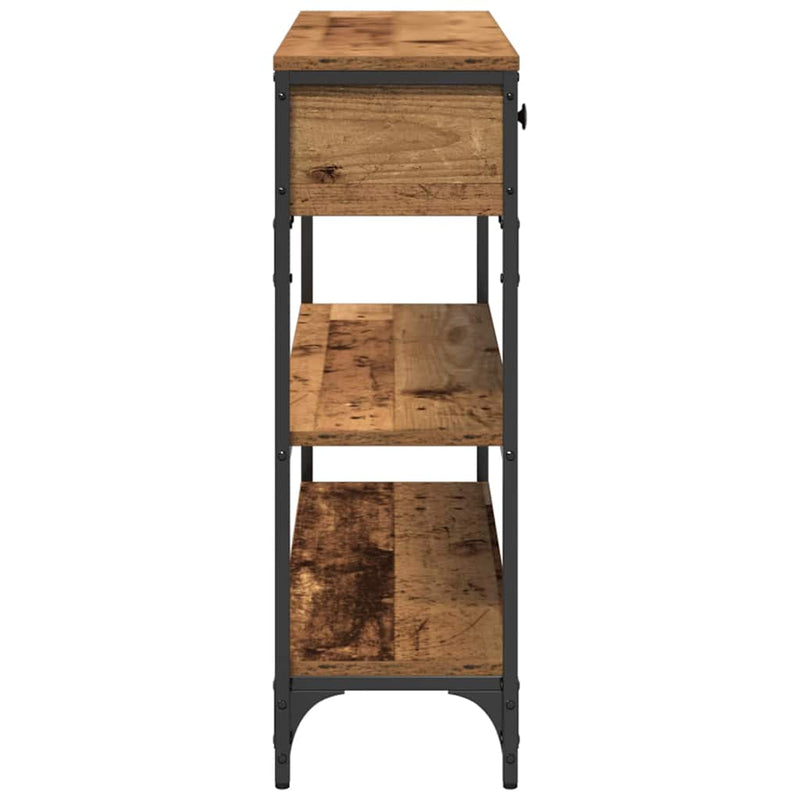 vidaXL Konzolasztal Régi fa 100 x 25 x 75 cm Műgyantás fa és fém