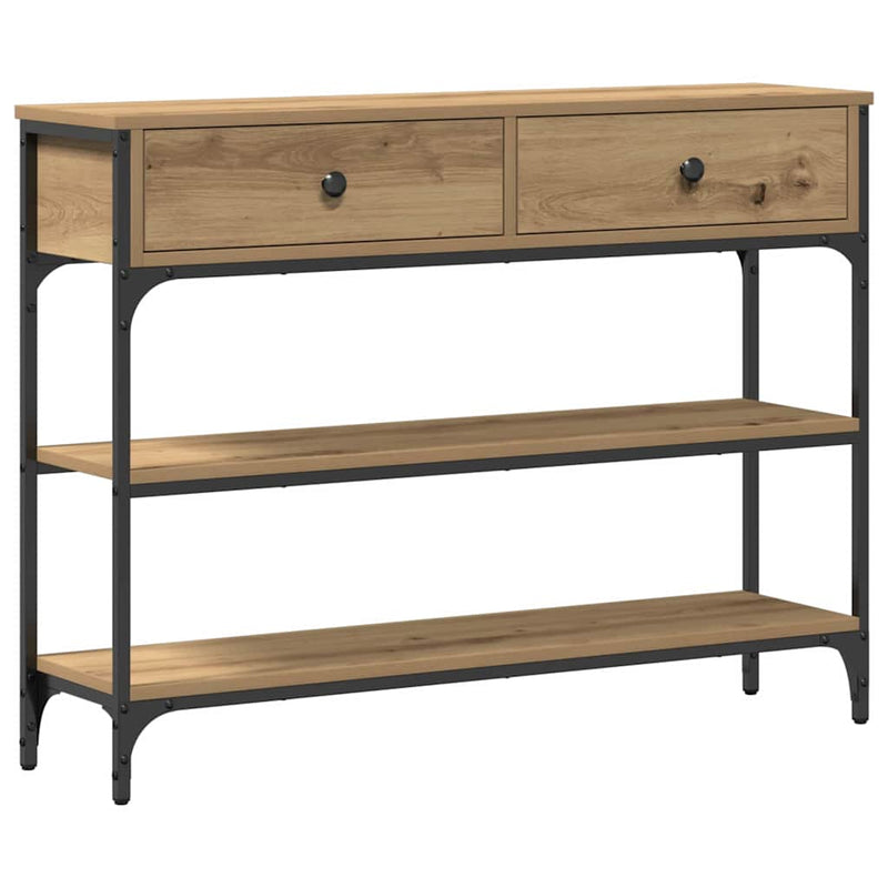 vidaXL Konzolasztal fiókkal polcokkal kézműves tölgy 100 x 25 x 75 cm