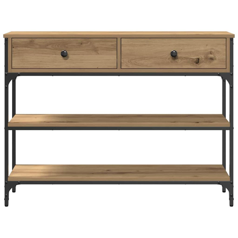 vidaXL Konzolasztal fiókkal polcokkal kézműves tölgy 100 x 25 x 75 cm