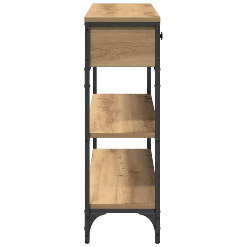 vidaXL Konzolasztal fiókkal polcokkal kézműves tölgy 100 x 25 x 75 cm